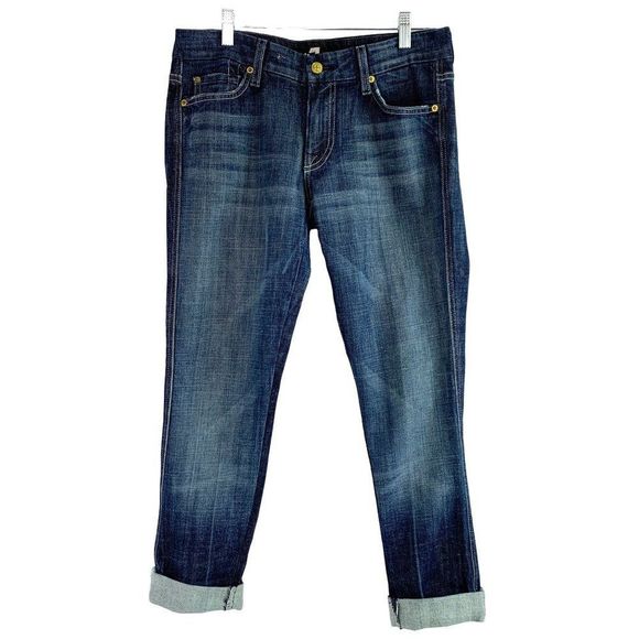 Women 7 for all Mankind size 28 A pocket Crop & Roll Skinny Jeans Low Rise 6177 - Picture 1 of 11
